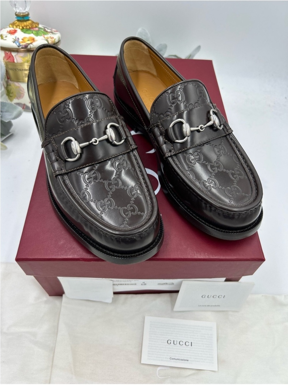 Men’s Gucci KAVEH GG embossed leather loafer size 8 fits 9US made in Italy nwt